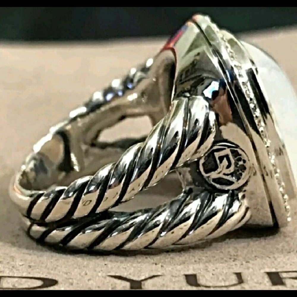 SOLD David Yurman Moonstone & Diamond Ring - Picture 2 of 8